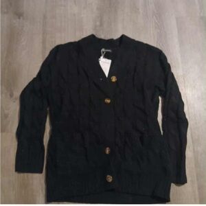 Elegant Black Cable Knit Cardigan